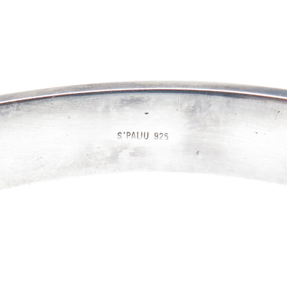 JOACHIM S’PALIU Sterling Silver Vintage Spain Carnelian Bangle Bracelet 7.75"