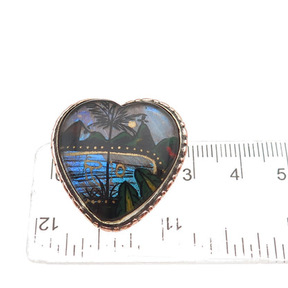 ALFANO Sterling Antique Art Deco Brazil Monarch Butterfly Wing Heart Pin Brooch