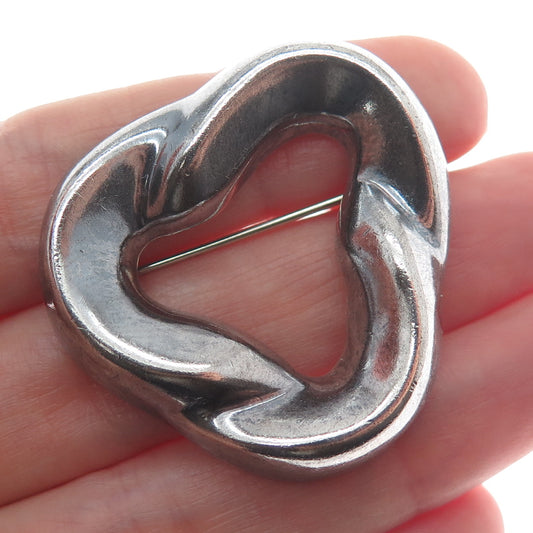 BARRA 925 Sterling Silver Vintage Trinity Oxidized Pin Brooch