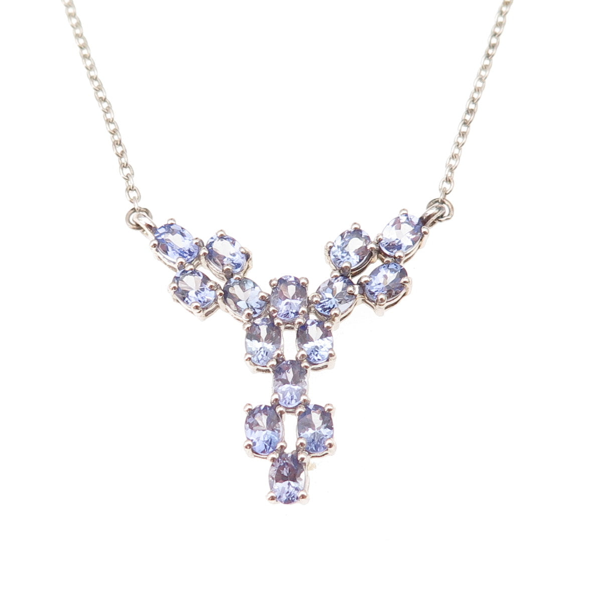 Chuck Clemency 925 Sterling Silver Real Tanzanite Cable Chain Necklace 18"