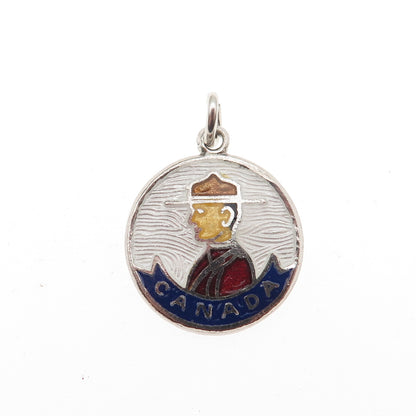 BREADNER CO. Sterling Vintage Enamel Royal Canadian Mounted Police Mini Pendant