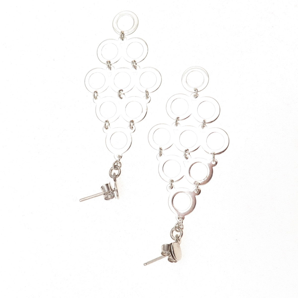 925 Sterling Silver Vintage Circle Cluster Cascade Drop Dangle Earrings