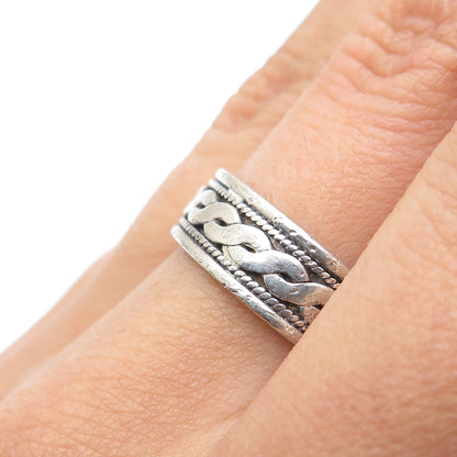 925 Sterling Silver Vintage Serpentine Oxidized Band Ring Size 7.75