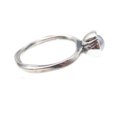 Pandora 925 Sterling Silver Real Grey Pearl My Wish Flower Ring Size 8.5