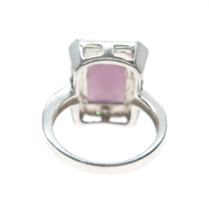925 Sterling Silver Real Amethyst & C Z Ring Size 6.75