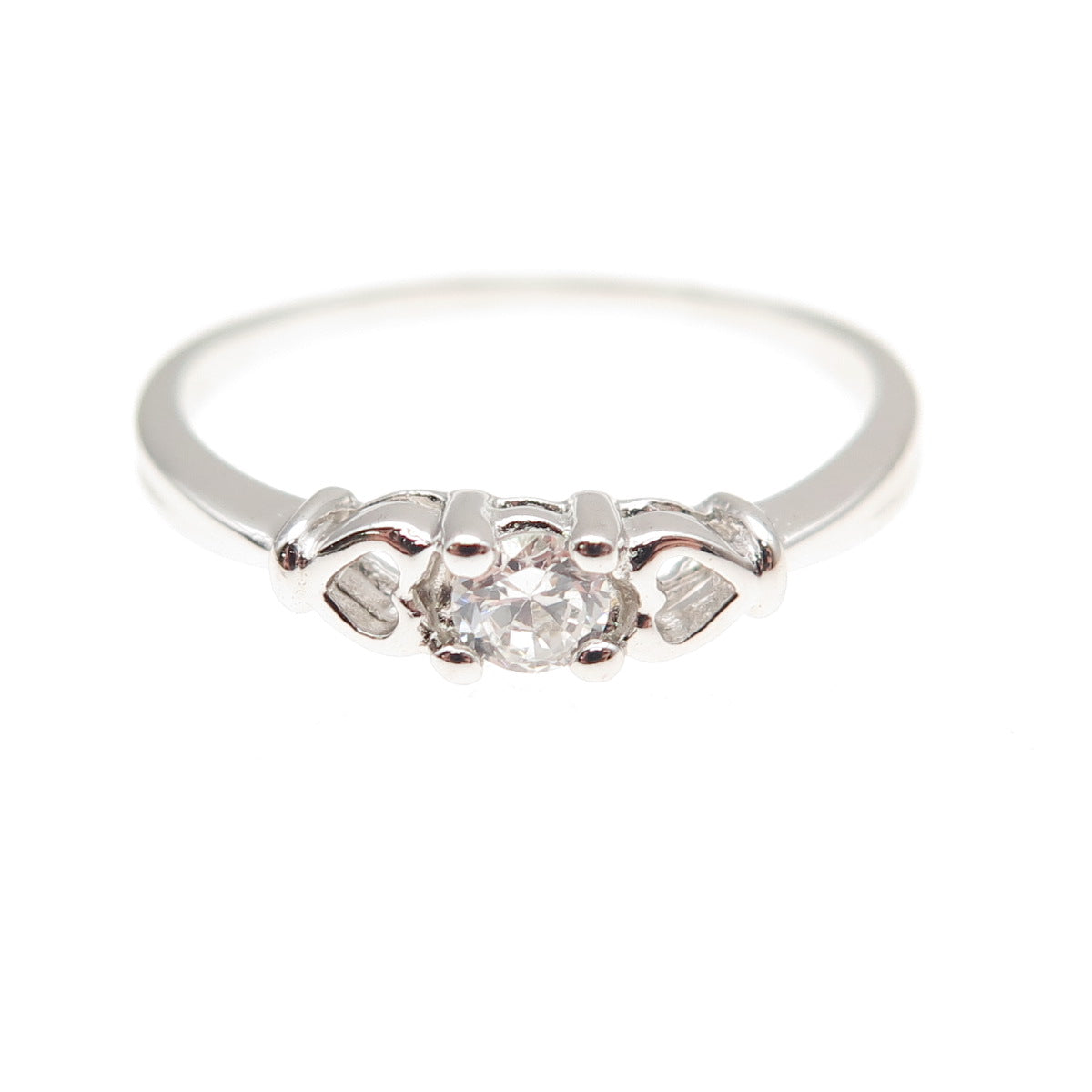 925 Sterling Silver Round-Cut C Z Heart Engagement Ring Size 8