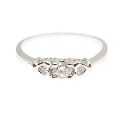 925 Sterling Silver Round-Cut C Z Heart Engagement Ring Size 8