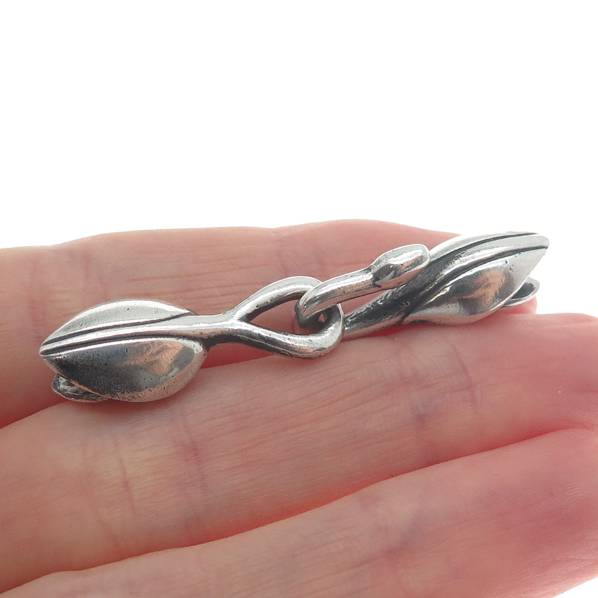 925 Sterling Silver Vintage Bracelet / Necklace Modernist Two-Piece Hook Lock