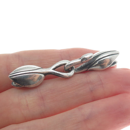 925 Sterling Silver Vintage Bracelet / Necklace Modernist Two-Piece Hook Lock