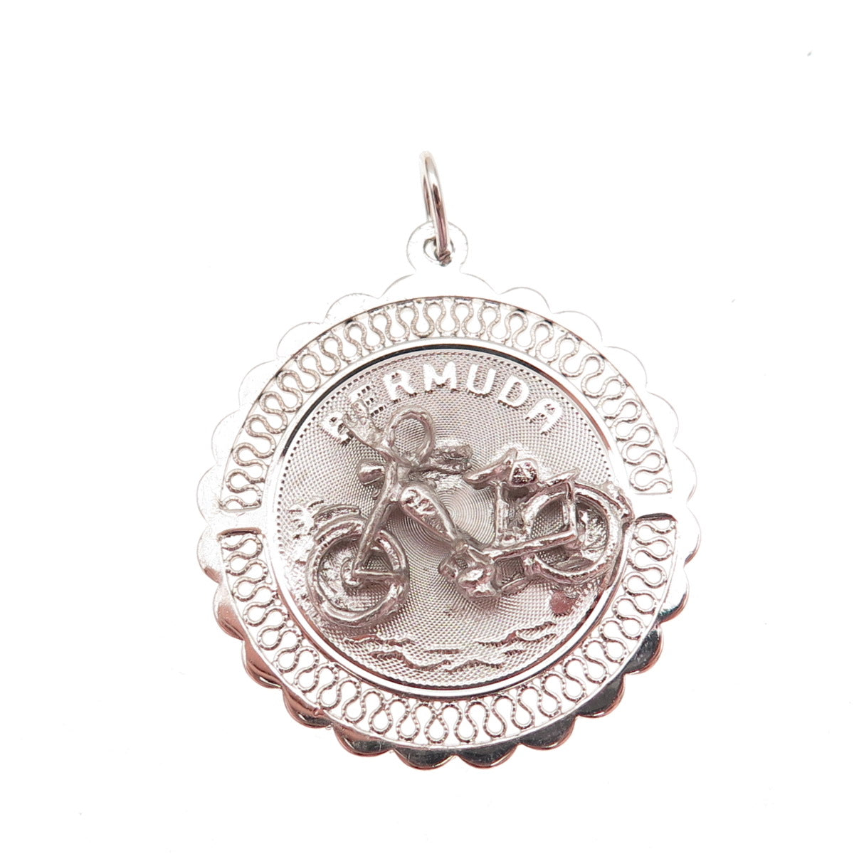 CREA 925 Sterling Silver Vintage Bermuda Motorcycle Charm Pendant