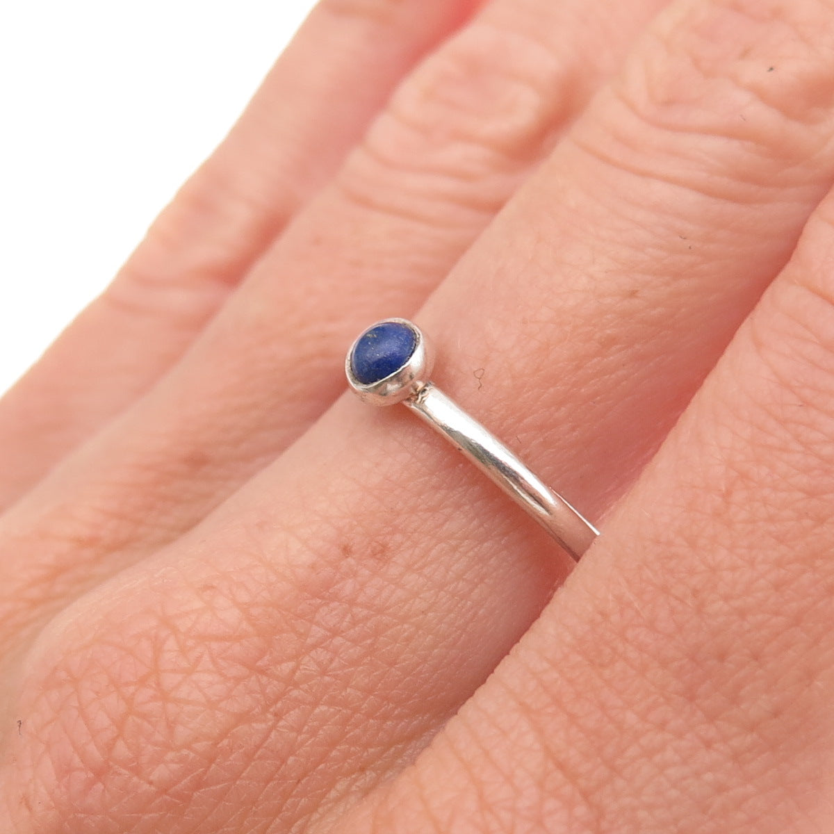 925 Sterling Silver Vintage Real Lapis Oxidized Ring Size 8