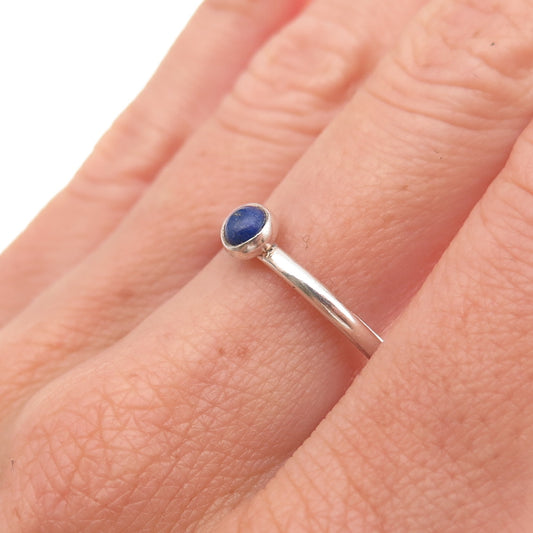 925 Sterling Silver Vintage Real Lapis Oxidized Ring Size 8