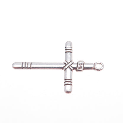 Old Pawn 925 Sterling Silver Vintage Southwestern Cross Tribal Charm Pendant