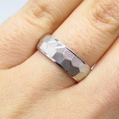 925 Sterling Silver Striped Band Ring Size 5.75