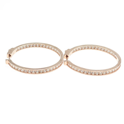 925 Sterling Silver Rose Gold Plated Round-Cut C Z In & Out Hoop Earrings