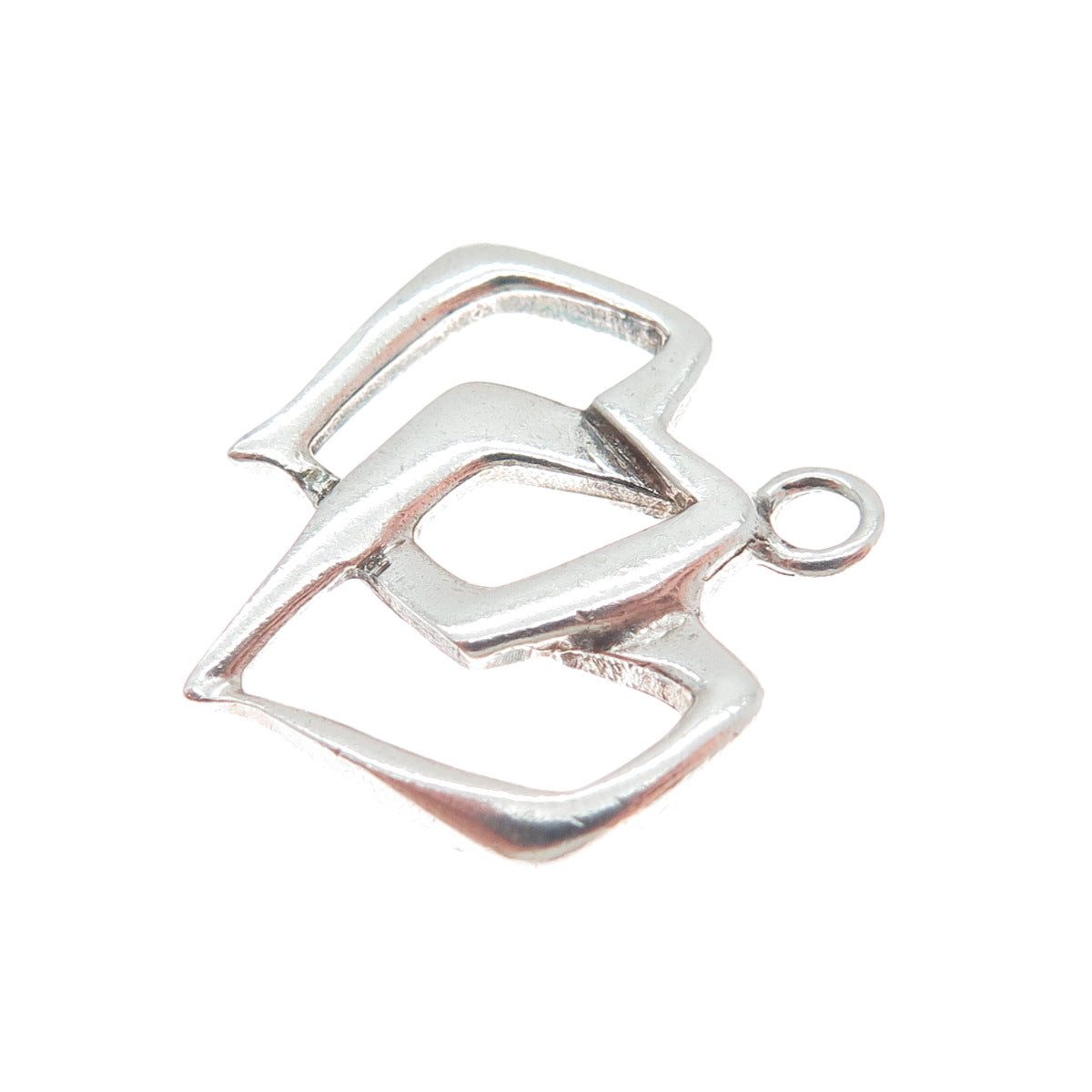 925 Sterling Silver Vintage Interlocked Double Heart Minimalist Charm Pendant