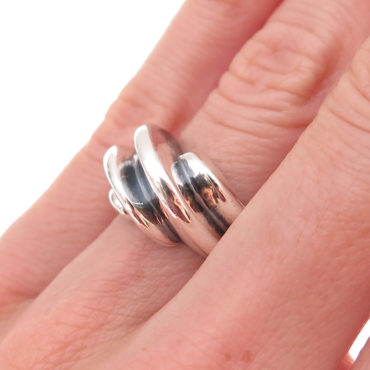 925 Sterling Silver Vintage Modernist Oxidized Ring Size 6