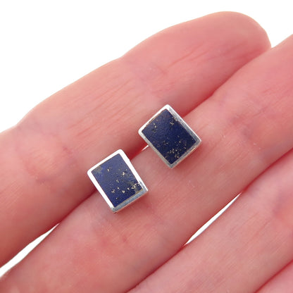 Paul Brackna 925 Sterling Silver Vintage Real Lapis Stud Earrings