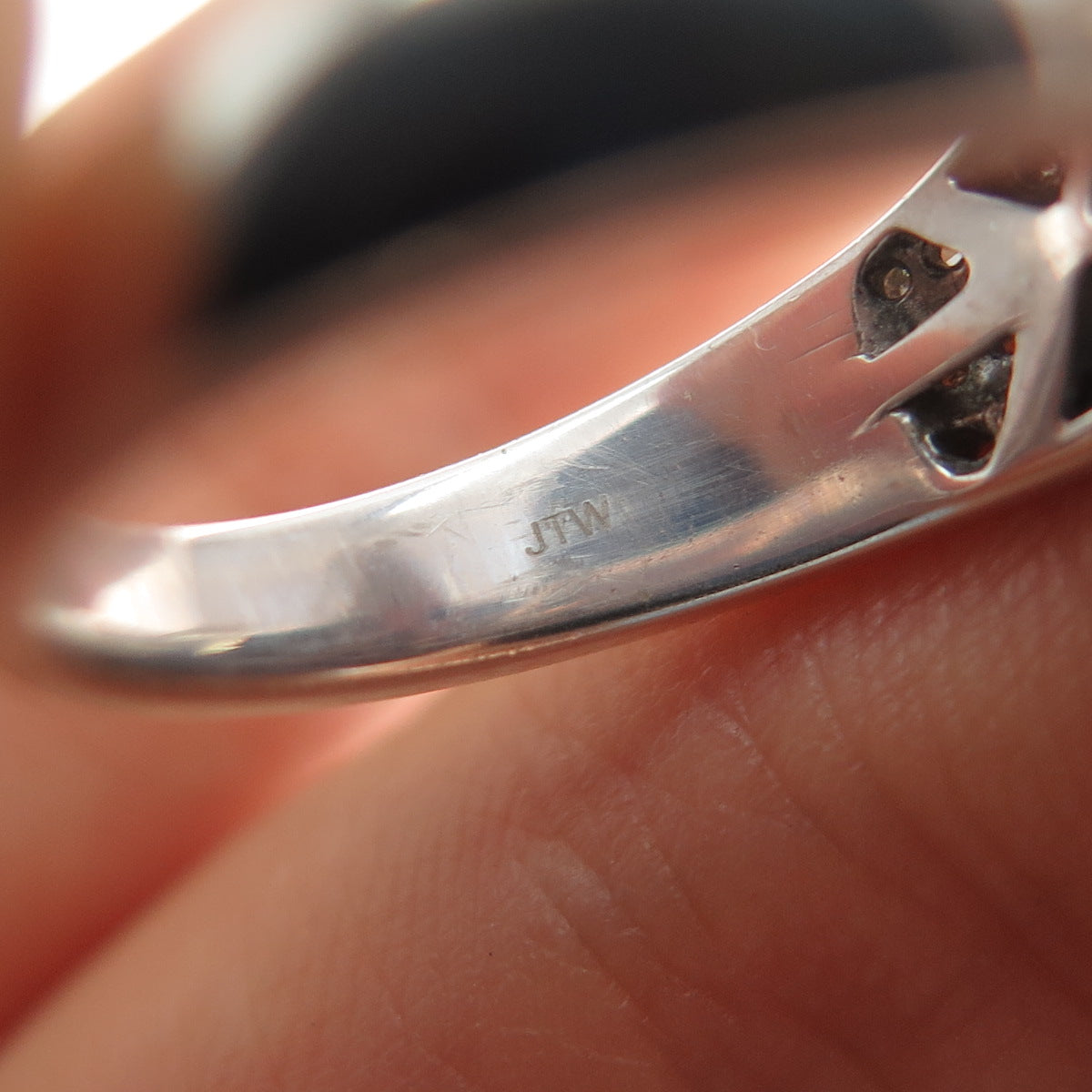 925 Sterling Silver Real Round & Tapered Baguette-Cut Diamond Ring Size 6.75