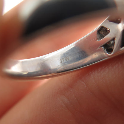 925 Sterling Silver Real Round & Tapered Baguette-Cut Diamond Ring Size 6.75