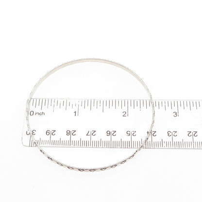 BEAU 925 Sterling Silver Vintage Ornate Oxidized Stackable Bangle Bracelet 7.75"