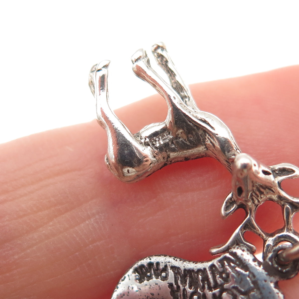 925 Sterling Silver Vintage Acadia National Park Deer Oxidized Charm Pendant