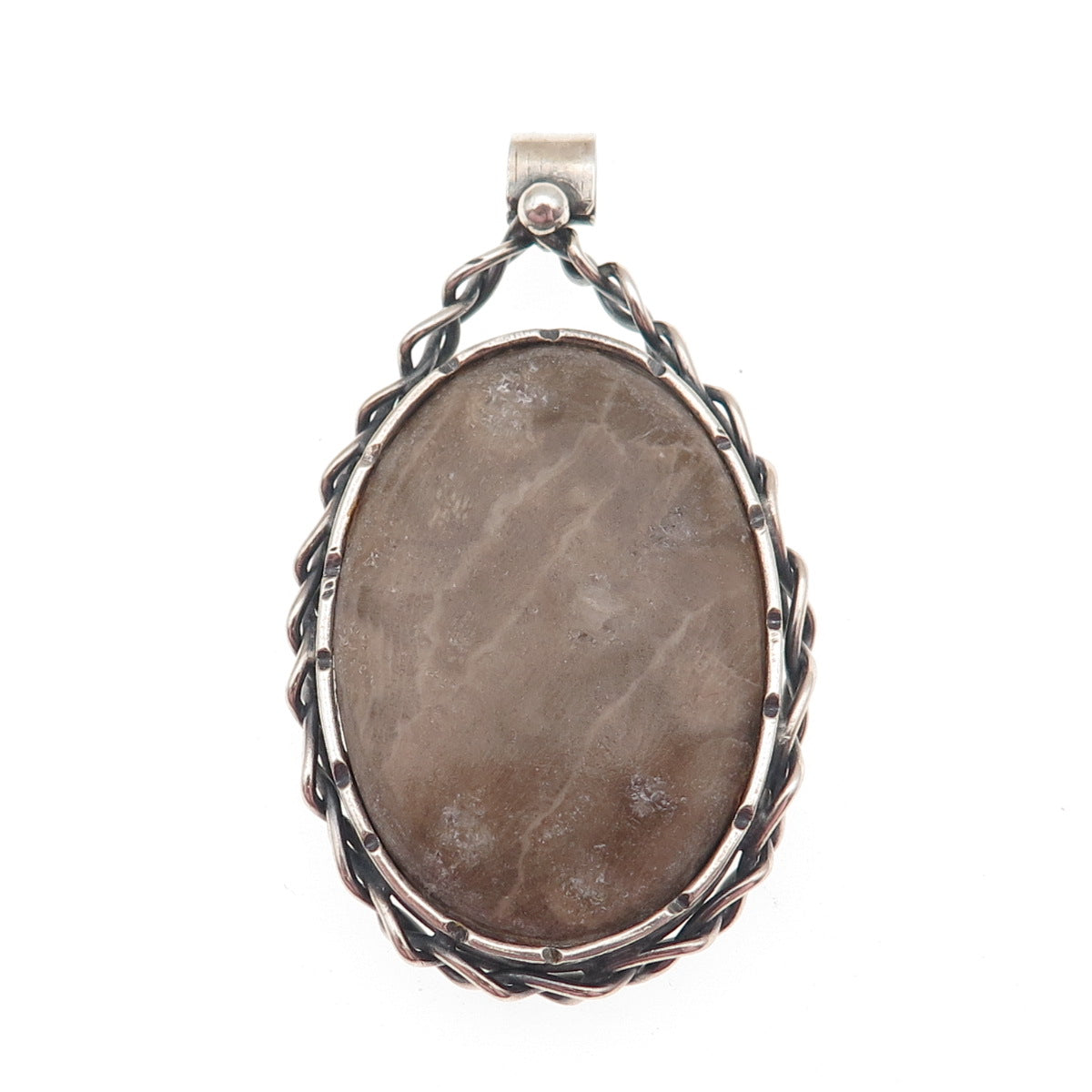 Joseph Masaniello 925 Sterling Silver Vintage Real Jasper Modernist Pendant