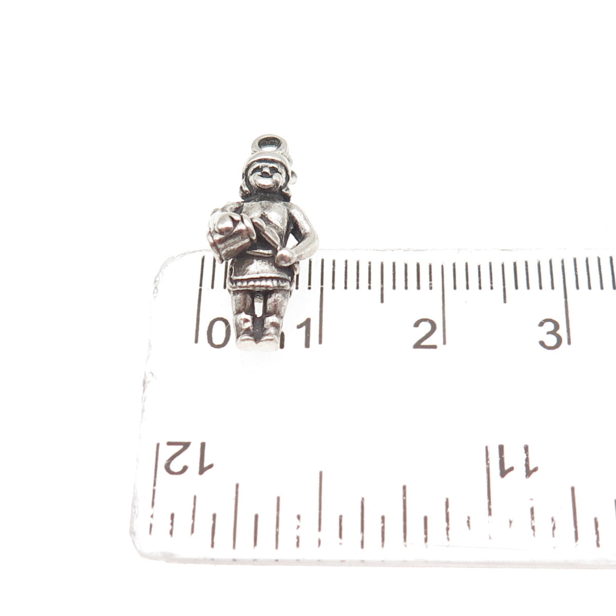 925 Sterling Silver Vintage One Wing Indian Chief Oxidized 3D Mini Charm Pendant