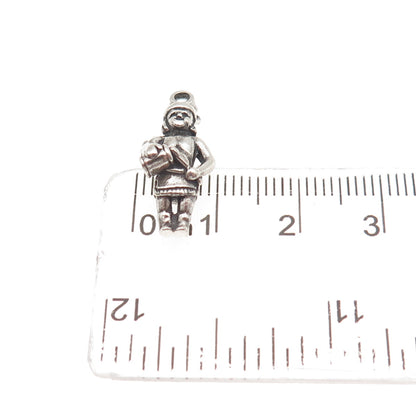 925 Sterling Silver Vintage One Wing Indian Chief Oxidized 3D Mini Charm Pendant
