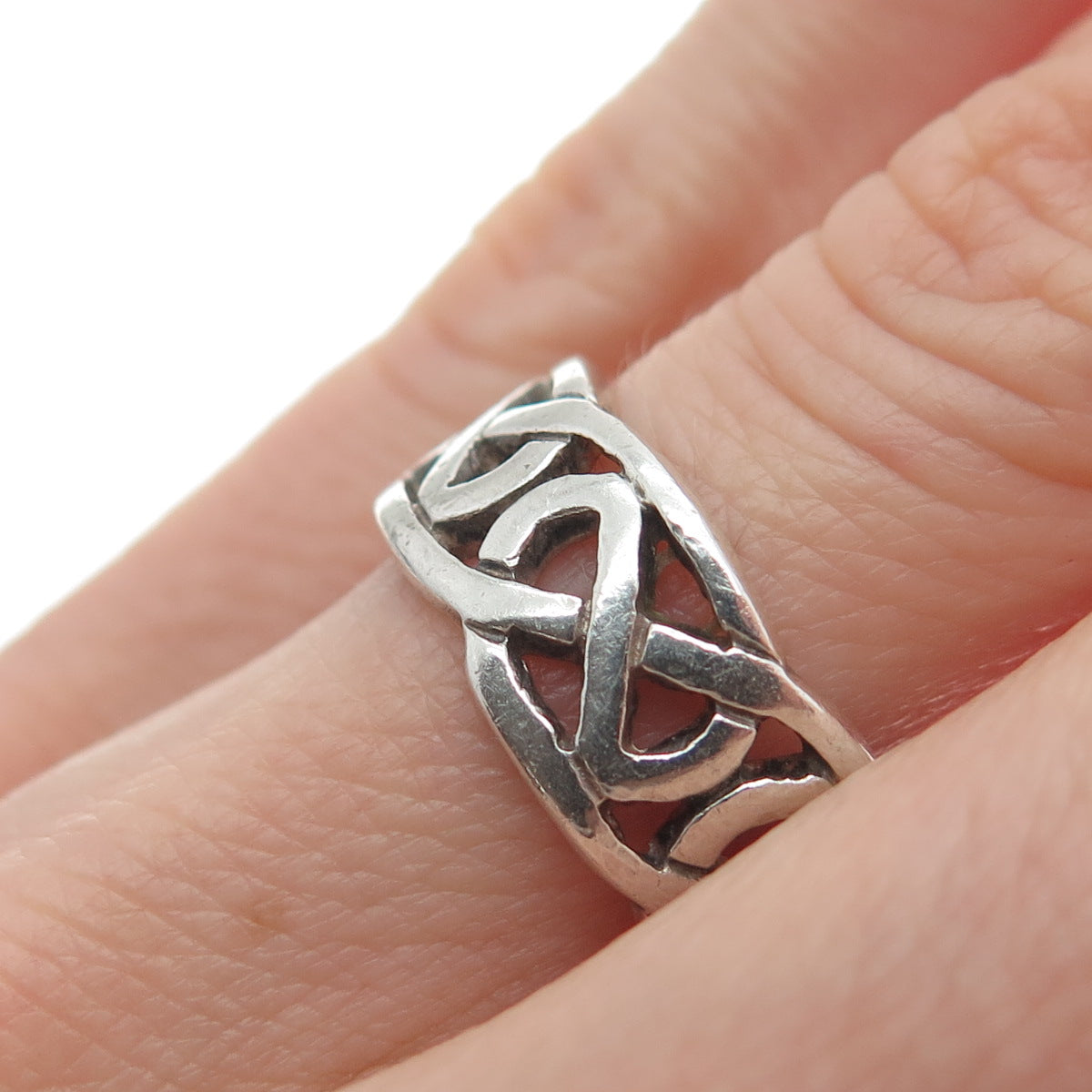 925 Sterling Silver Vintage JC Dublin Celtic Knot Oxidized Band Ring Size 5.75