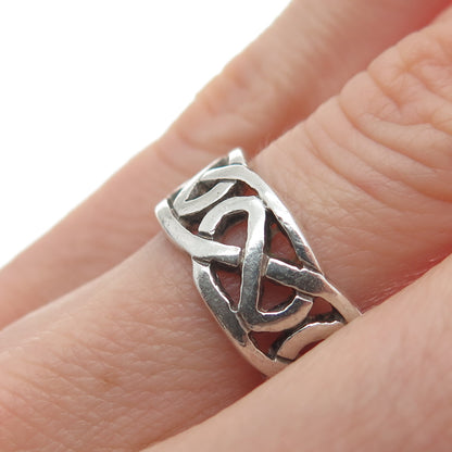925 Sterling Silver Vintage JC Dublin Celtic Knot Oxidized Band Ring Size 5.75