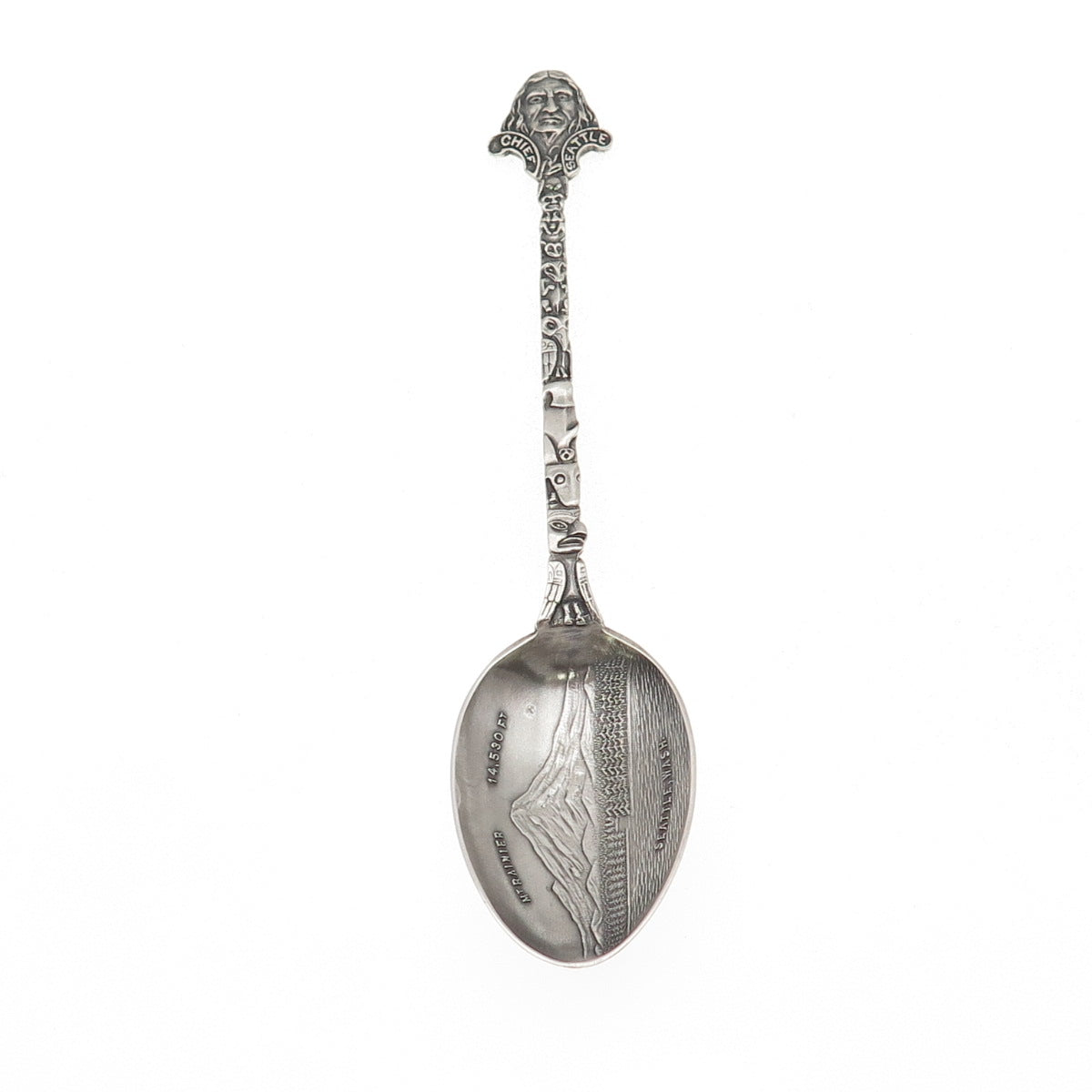 925 Sterling Antique Art Deco Pioneer Square Totem Pole Seattle Coffee Spoon