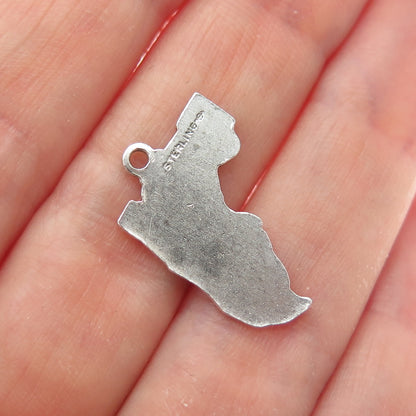 GRIFFITH & SONS CO. 925 Sterling Silver Vintage Enamel Florida Map Mini Pendant