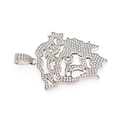 DESIGNS by YAGI 925 Sterling Silver Round-Cut C Z Jesus Charm Pendant