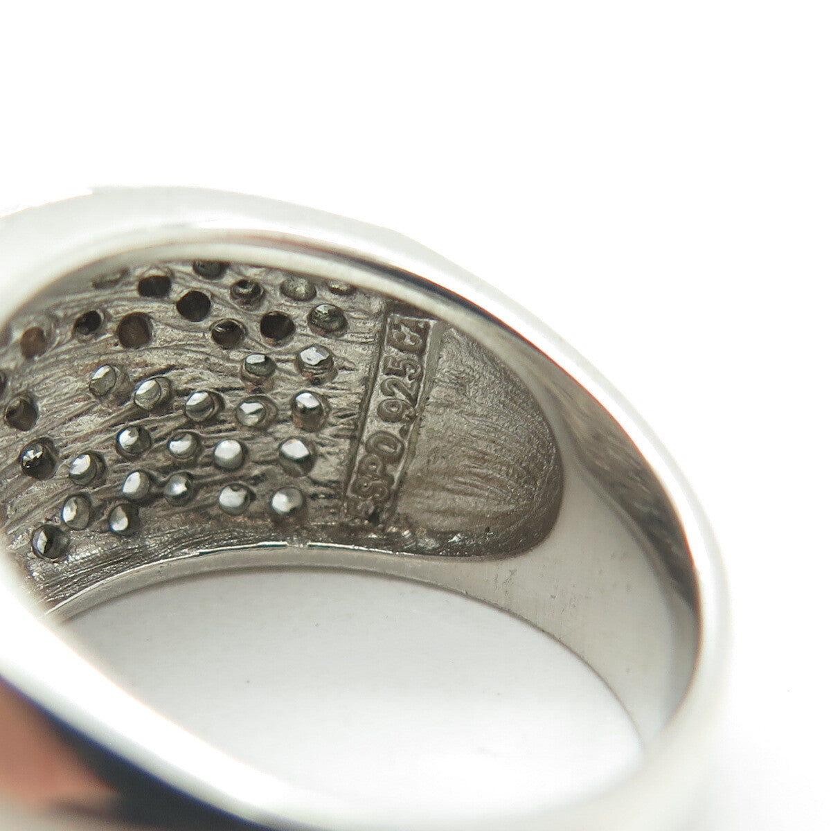 925 Sterling Silver 2-Tone Round-Cut Lavender & White C Z Floral Ring Size 7.25