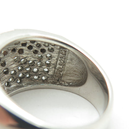 925 Sterling Silver 2-Tone Round-Cut Lavender & White C Z Floral Ring Size 7.25