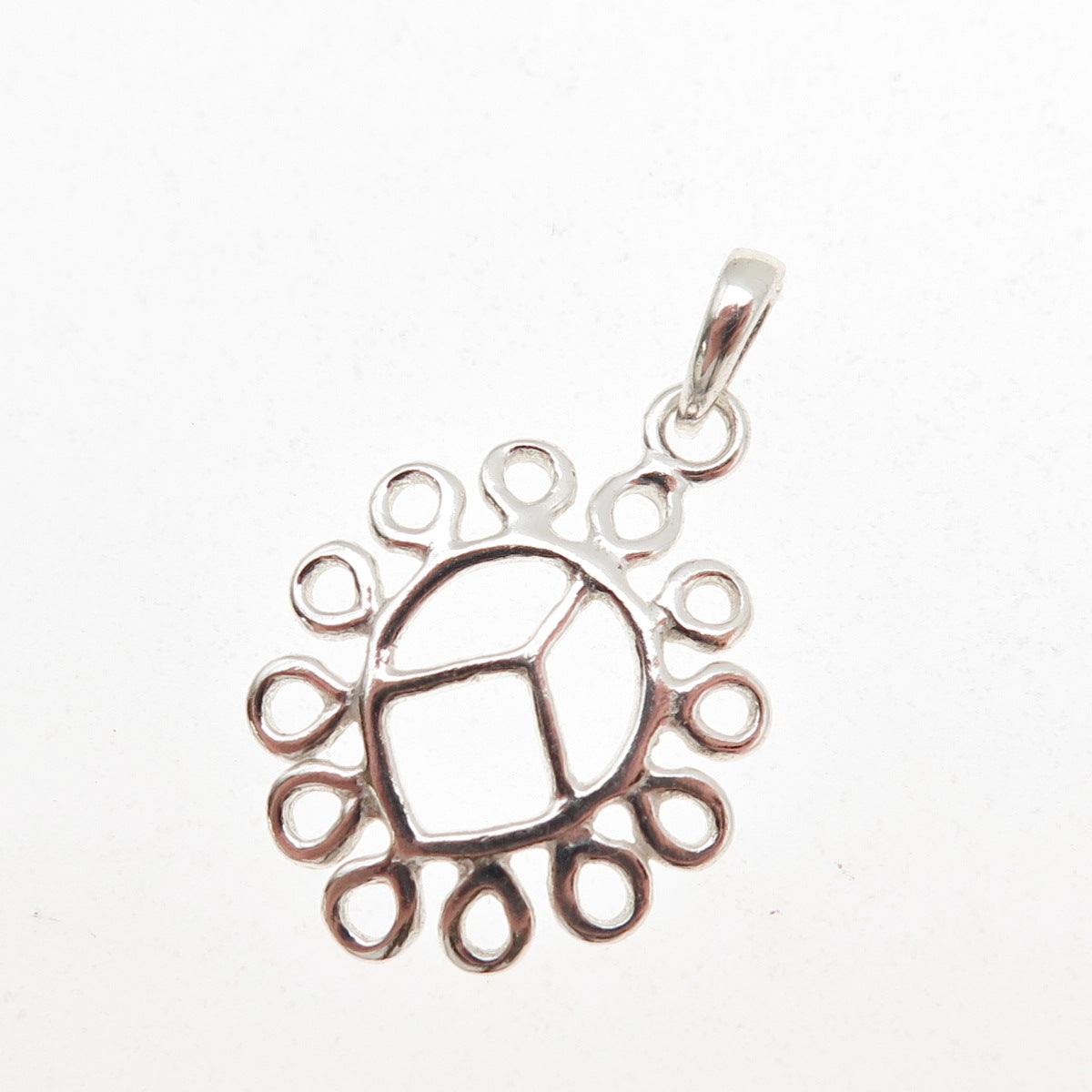 925 Sterling Silver Vintage Peace Symbol Swirl Charm Pendant