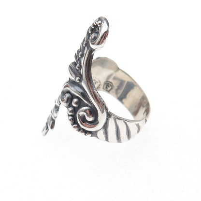 925 Sterling Silver Vintage Mexico Wings Oxidized Adjustable Ring Size 9