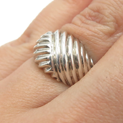 J. ESPOSITO 925 Sterling Silver Vintage Ribbed Ring Size 6.25