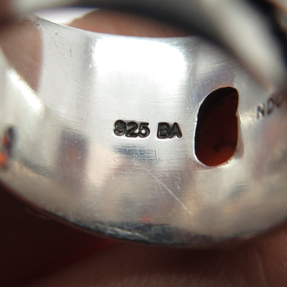 SUARTI BALI 925 Sterling Silver Vintage Real Amber Swirl Oxidized Ring Size 6.25