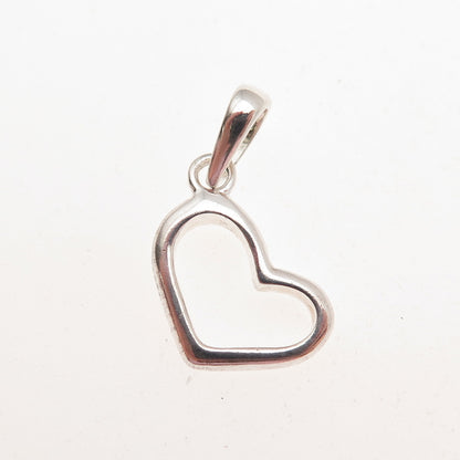925 Sterling Silver Vintage Open Heart Mini Charm Pendant