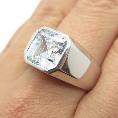 925 Sterling Silver Asscher-Cut C Z Ring Size 10.25