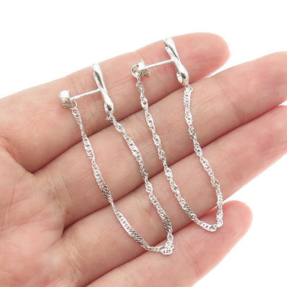 925 Sterling Silver Singapore Chain Infinity Dangling Earrings