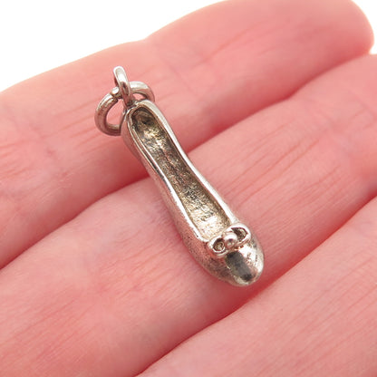 925 Sterling Silver Vintage High Heel Oxidized 3D Mini Charm Pendant