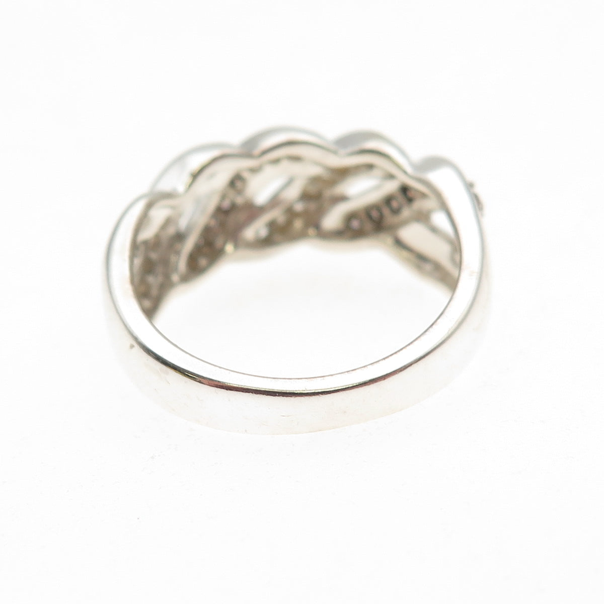 Michelle Albala 925 Sterling Silver Real Cognac & White Diamond Ring Size 6.25