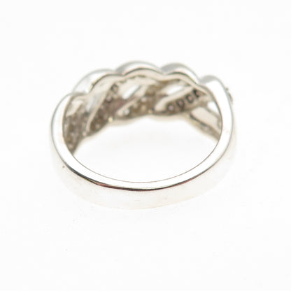 Michelle Albala 925 Sterling Silver Real Cognac & White Diamond Ring Size 6.25