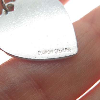 LEONORE DOSKOW 925 Sterling Silver Vintage Engraved Heart Mini Tag Charm Pendant