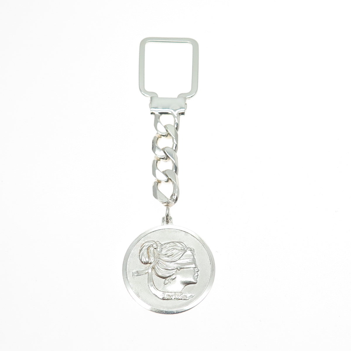 925 Sterling Silver Vintage Italy Karizia SPA Logo Key Chain Fob Ring Holder