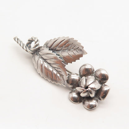 925 Sterling Silver Vintage Floral Leaf Pin Brooch