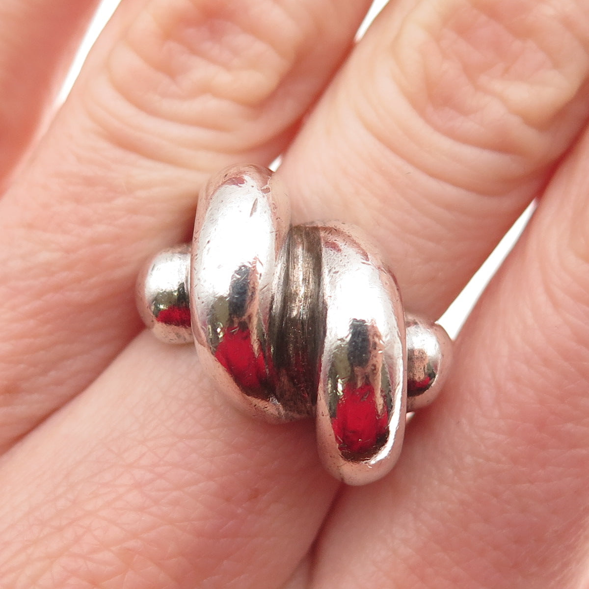 925 Sterling Silver Vintage Modernist Oxidized Ring Size 6.5